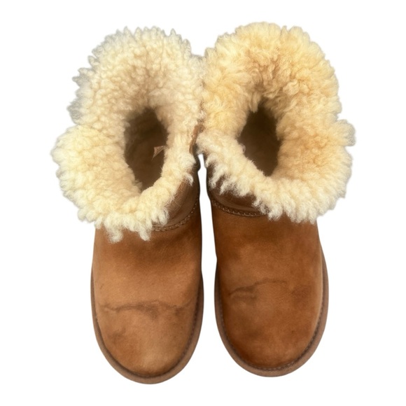 UGG Bailey Mini Zip Chestnut Suede Shearling Women’s Size 6 - Picture 3 of 15